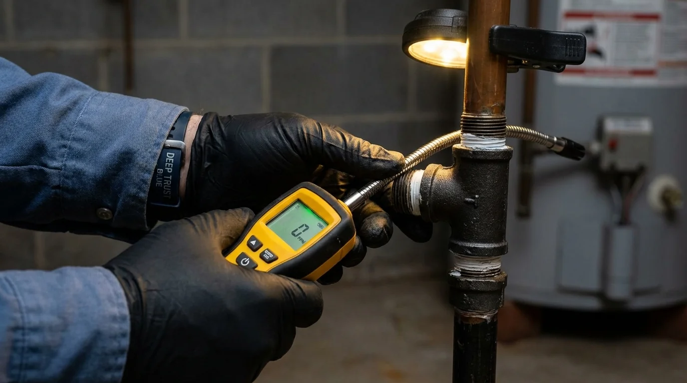 Gas leak detection with electronic sniffer by Johns Plumbing LLC in Midvale